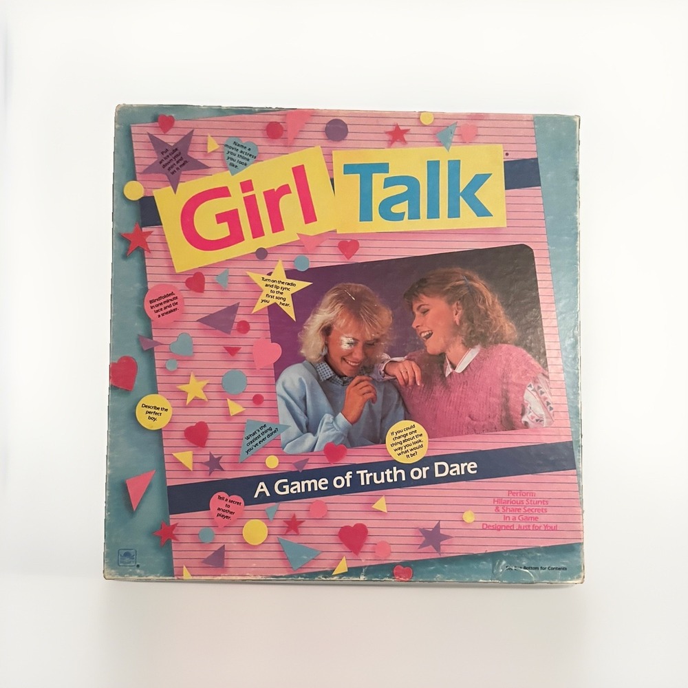 Vintage 1988 Girl Talk Truth or Dare Board Game missing 4 cards manual zit dots